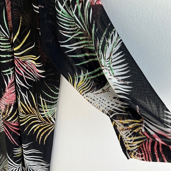 Tropical Black and White Palm Leaf Swim Coverup - Picture 6 of 8